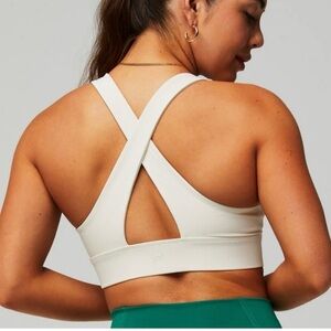 NWT Fabletics Cream Cross-Back Sports Bra